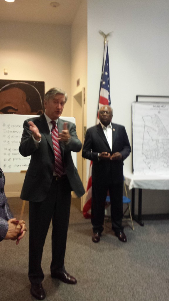 Congressman, John Tierney with his friend (from right), Congressman, Jim Clyburn addressing supporters in Lynn during campaign
