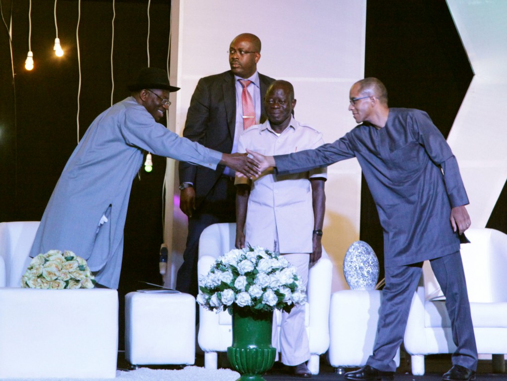 From left: President Goodluck Jonathan, Governor Adams Eric Oshiomhole and Dr. David Ladipo Group Managing Director, Azura Power at the groundbreaking ceremony of the $1 billion Azura-Edo Power Plant in Benin City, yesterday.