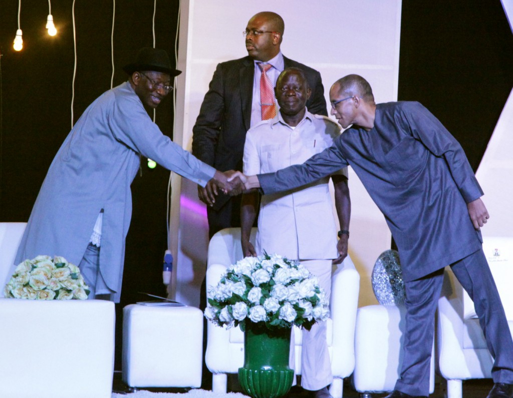 From left: President Goodluck Jonathan, Governor Adams Eric Oshiomhole and Dr. David Ladipo Group Managing Director, Azura Power at the groundbreaking ceremony of the $1 billion Azura-Edo Power Plant in Benin City, yesterday.