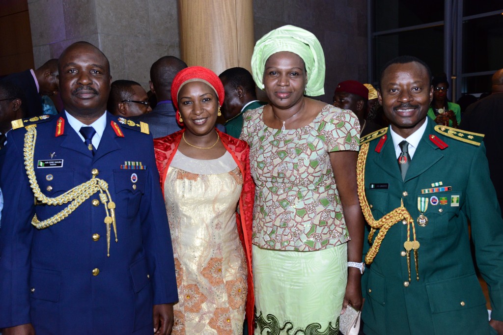 First and second from left are  Air Commodore Mohammed  Yakubu and his wife, Mrs. Yakubu, while first and second from right are Col. Ehioze Osifo and his wife, Dr. Amen Osifo.