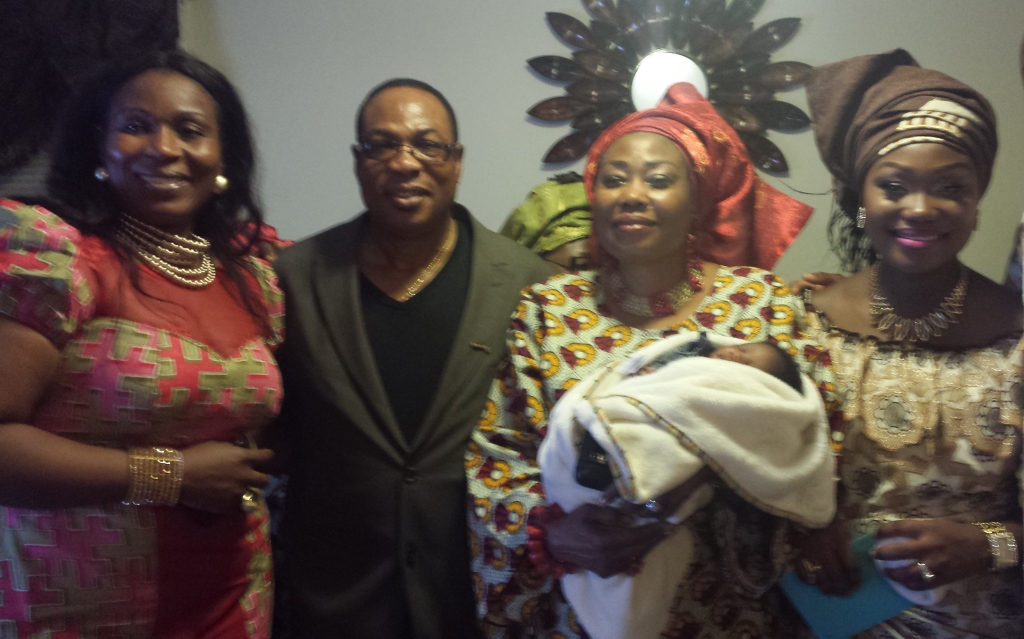 Picture shows from left, Mrs. Dala Girolamo, new grandpa  and grandma, Mr. Frank and Mrs. Bridget Ekhator, with their grandson,  Carter and the young mother, Mrs. Ebegue After The Naming Ceremony