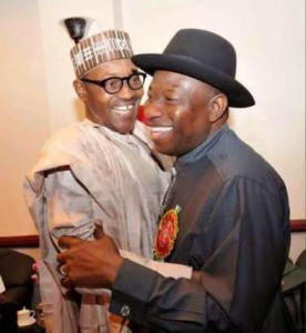President Goodluck Jonathan and General Buhari Hugging It Out 