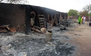 Remains of destroyed building. 