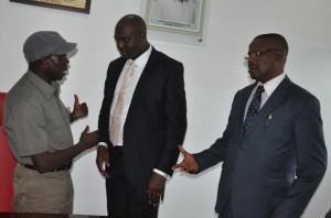From left: Governor Adams Oshiomhole, Speaker, Edo State House of Assembly, Rt Hon Victor Edoror and Deputy Speaker, Hon Bright Osayande after the proclamation of the 7th Edo State House of Assembly, on Monday