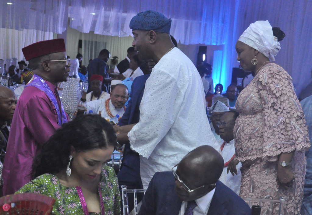 Pastor Felix Omobude, President, Pebtecostal Fellowship of Nigeria, Mr Solomon Arase, Inspector-General of Police and his wife at a reception organised by the Edo State Government for the Police I-G, on Friday.