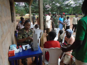 Army medical personnel attending to patients at the Internally Displaced Persons (IDP) camp