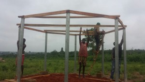 Gazebo under construction at the park.