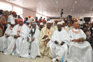 Cross section of royal fathers at the ceremony to mark the 7th Anniversary of the administration of Governor Adams Oshiomhole of Edo State, in Benin City, Thursday.