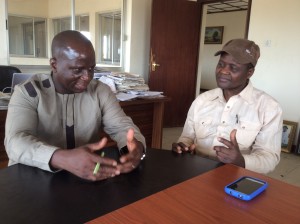 ANEEJ Executive Director, Rev. David Ugolor during a meeting with Alltimepost.com Publisher, Comrade Emman Okuns.