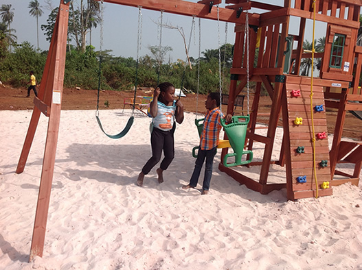 Children having fun at the ENAW International Park and Recreation playground, Photo by Katie Salami.