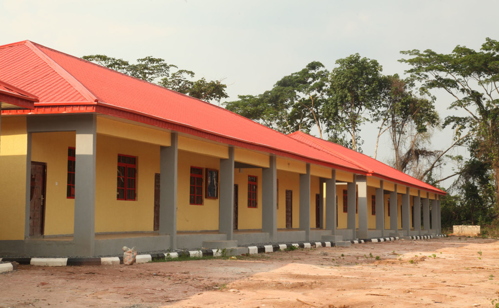 Some of the four blocks of classrooms built by the Edo State Government at the Internally Displaced persons Camp at Uhogua, Benin City, Edo State during an inspection of the classroom on Sunday.