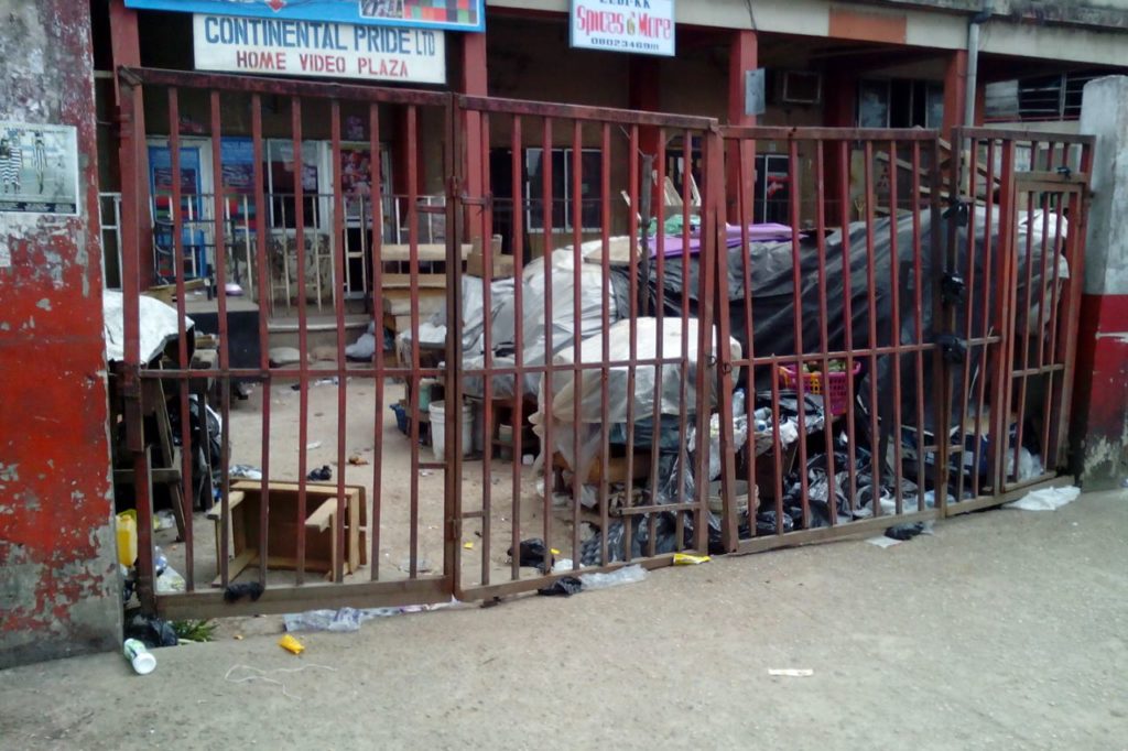 A desolate scene of popular Oba market under lock following the announcement of the passing of Oba Erediauwa on Friday. Photo by Osaru Okuns.