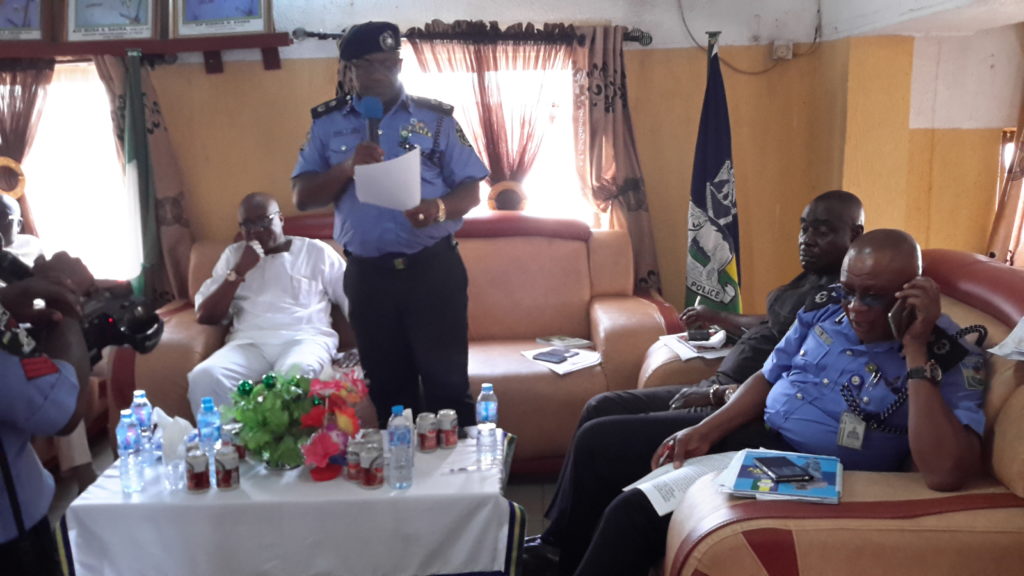 Edo State Police Commissioner, Mr. Ezike addressing paticipants at the stakeholders meeting, sponsored by the State Police Command ahead of the forthcoming gubernatorial election in the state.