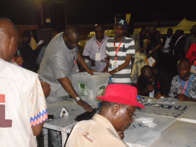 Sorting out of votes at the Edo APC primary election.