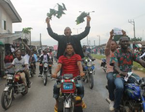 Oghara citizen bikers turned out in large number in a  peaceful demonstration aganst government occupation of their lands on  Tuesday.