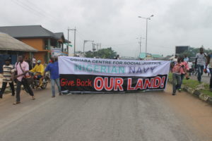 Oghara Center for Social Justice took to the Streets on  Tuesday, demanding return of their lands by the Nigerian Government.