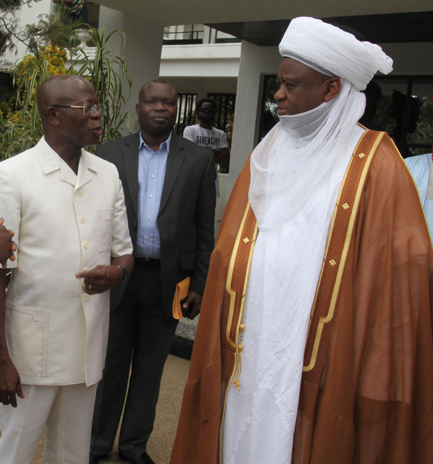 Governor Adams Oshiomhole of Edo State and His Eminence, Alhaji Muhammadu Sa'ad  Abubakar III, Sultan of Sokoto and President-General, Nigerian Supreme Council for Islamic Affairs (NSCIA) during a visit of the Sultan and members of the Supreme Council for Islamic Affairs to the Governor in Benin City, Friday.