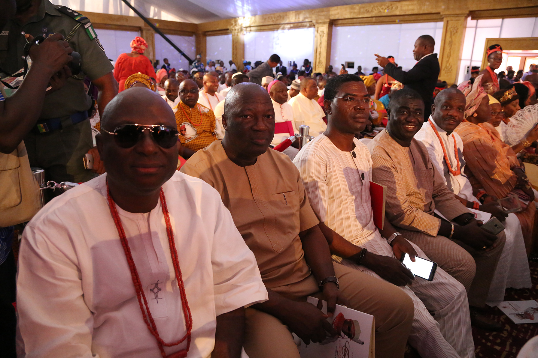 Some Commissioners in the Edo State Executive Council  at the coronation of His Royal Majesty, Omo n'Oba n'Edo Uku Akpolokpolo, Ewuare II, Oba of Benin, on Thursday.
