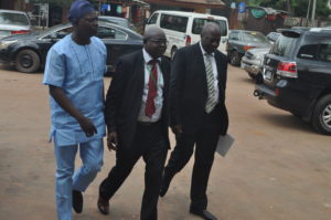 From L-R The Chief Press Secretary to the Governor, Mr. John Mayaki, The NUJ Benin Chairman, Sir. Roland Osakue (Middle) and the Secretary to the State Government Osarodion Ogie (Esq) 