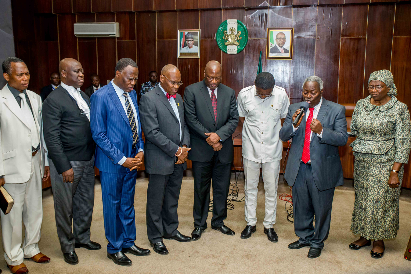 Pastor W. F. Kumuyi the General Superintendent of the Deeper Christian Life Ministry praying for the State, Nation and its leaders